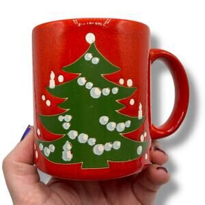 Waechtersbach Christmas Tree Coffee Cup Mug Germany Red Ceramic Kitschy